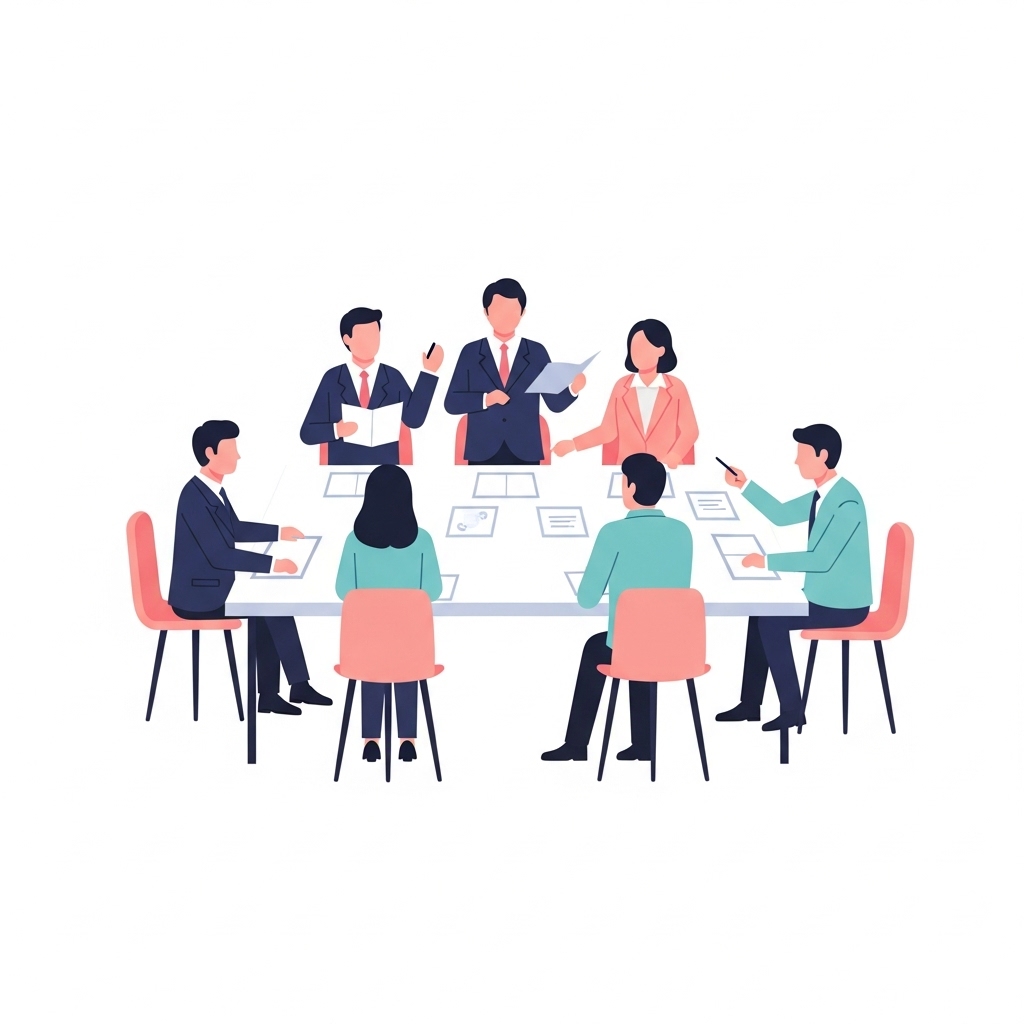 정부 관계자들이 주택공급 방안을 논의하는 장면으로, 주택공급촉진 관계장관회의가 시장 안정을 위해 협력과 조율을 강화해야 합니다.