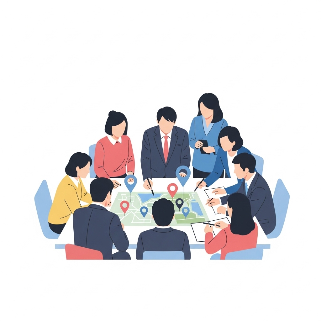 지역 균형 발전을 위해 주민과 행정이 함께 논의하는 장면으로, 지방정부 재정지원으로 자치분권 강화를 이해하는 데 도움이 되어야 합니다.