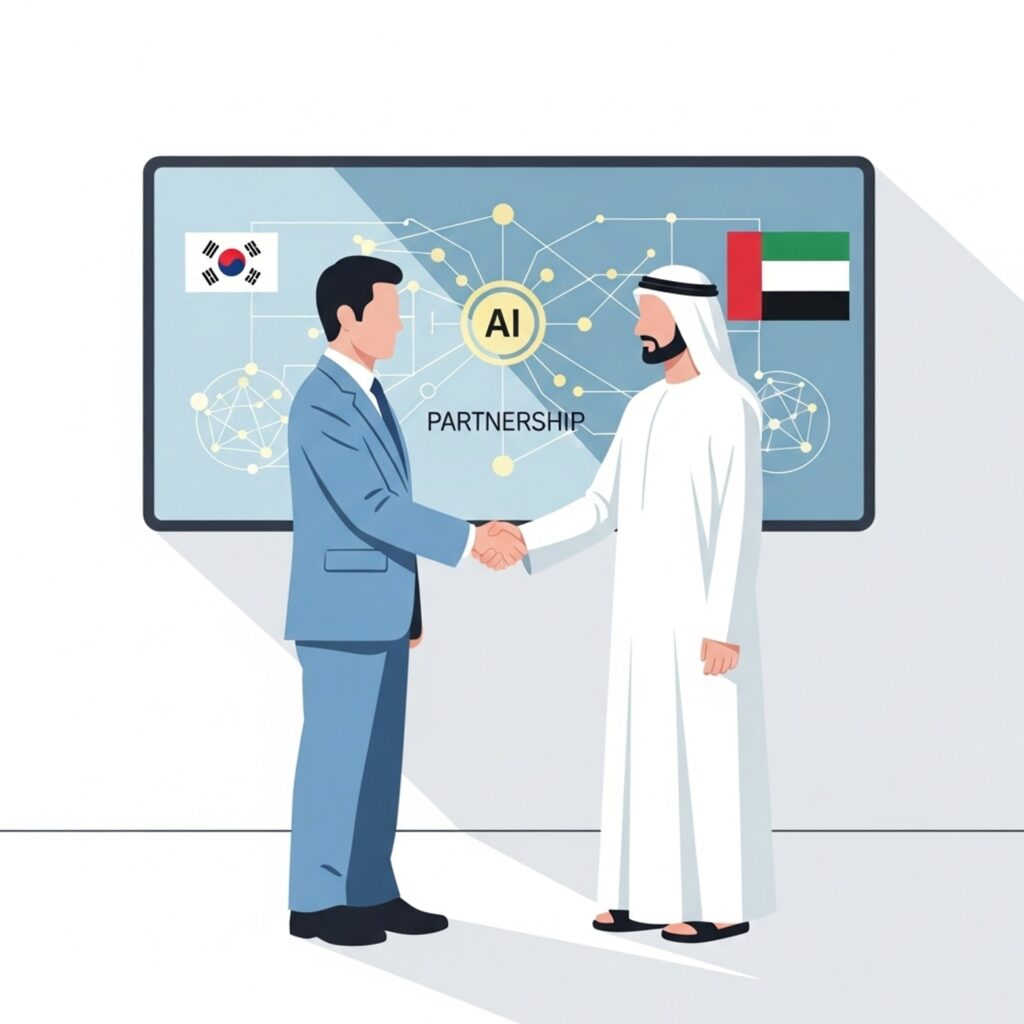 한국과 UAE가 AI 전략 파트너십을 맺는 장면으로, 스타게이트 프로젝트 초기 협력 구조를 정확히 이해해야 합니다.