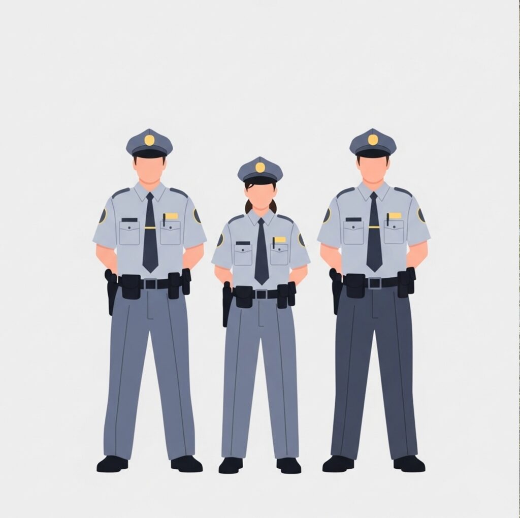 교도관이 폭력 위험에 대비하는 장면으로, 교도관 폭력 대응 체계 강화 필요성을 이해해야 합니다.